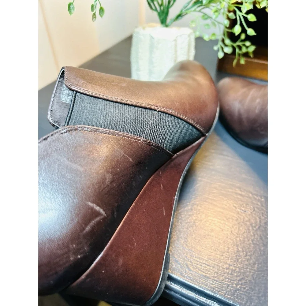 Vionic Booties‎ Stanton Womens 6 Wedge Brown Leather Comfort Shoes